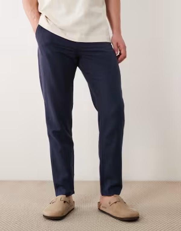 ジャック アンド ジョーンズ メンズ ボトムス カジュアルパンツ リネン Jack & Jones linen blend pants Navy Blazer ネイビー