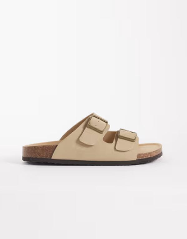 エイソス メンズ シューズ サンダル ASOS DESIGN two strap sandals with cork soles in stone ストーン