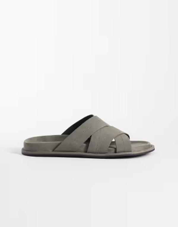 エイソス メンズ シューズ サンダル ASOS DESIGN cross over strap sandals in charcoal チャコール