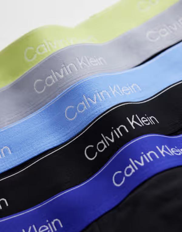 カルバンクライン メンズ アンダー御召しもの さる股引き 綿織物 Calvin Klein Icon Cotton Stretch 5 pack relaxed boxer briefs with colored waistbands Black WB/Blue Desce 黒いこと