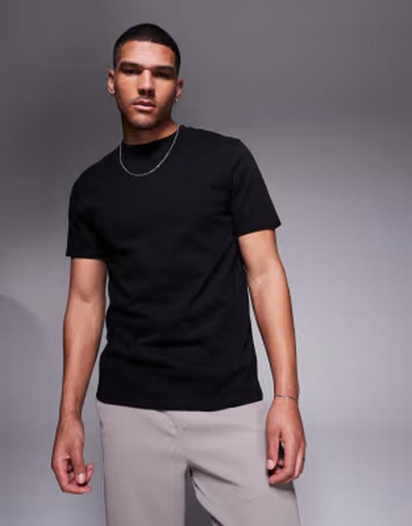 エイソス メンズ トップス プルオーバー レギュラー嵌まる ASOS DESIGN super heavyweight regular fit-shirt Black 黒いこと