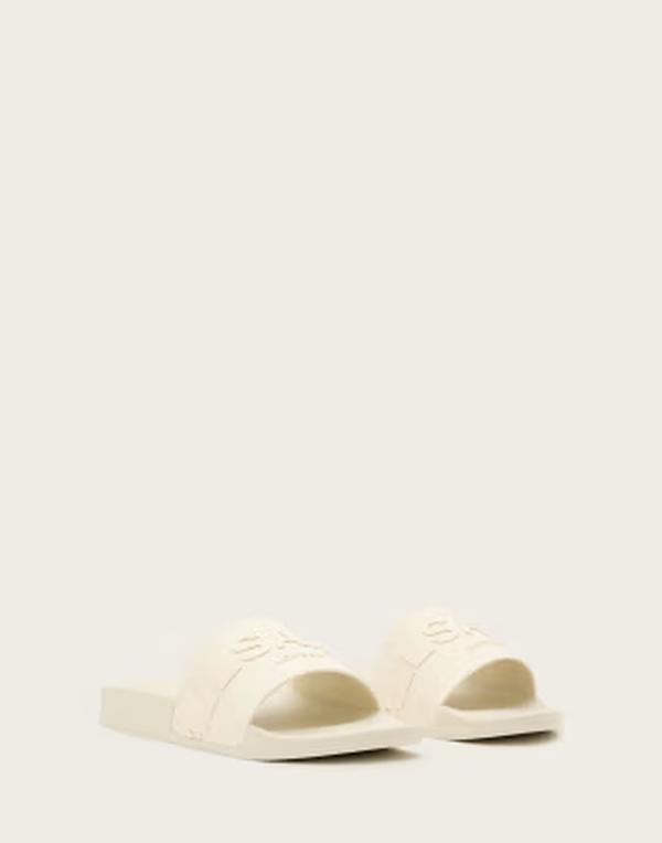 オールセインツ メンズ シューズ サンダル ロゴ AllSaints Biggy logo rubber slides Chalk white ホワイト