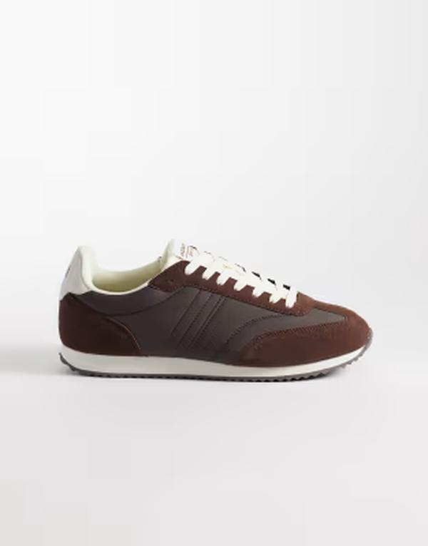 ジャック アンド ジョーンズ メンズ シューズ スニーカー ナイロン スエード Jack & Jones faux suede and nylon runner sneakers Potting soil ブラウン