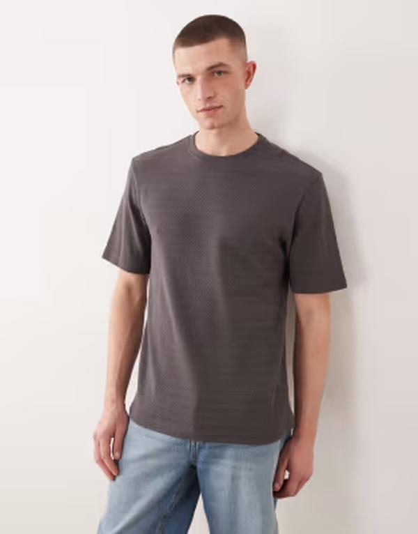 オンリーアンドサンズ メンズ トップス Tシャツ ニット ONLY & SONS textured knit-shirt Rabbit グレー