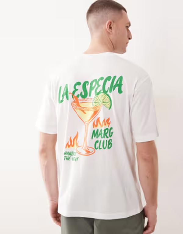 オンリーアンドサンズ メンズ トップス Tシャツ オーバーサイズフィット プリント ONLY \u0026 SONS oversized fit-shirt with margarita back print Bright White ホワイト