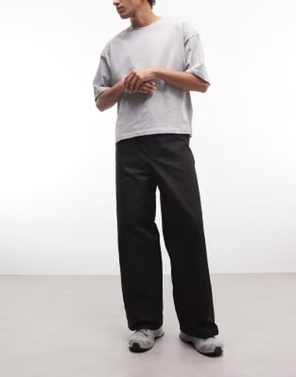 週日 メンズ ボトムス 心地好いズボン下 Weekday loose fit chino pants Black 黒いこと