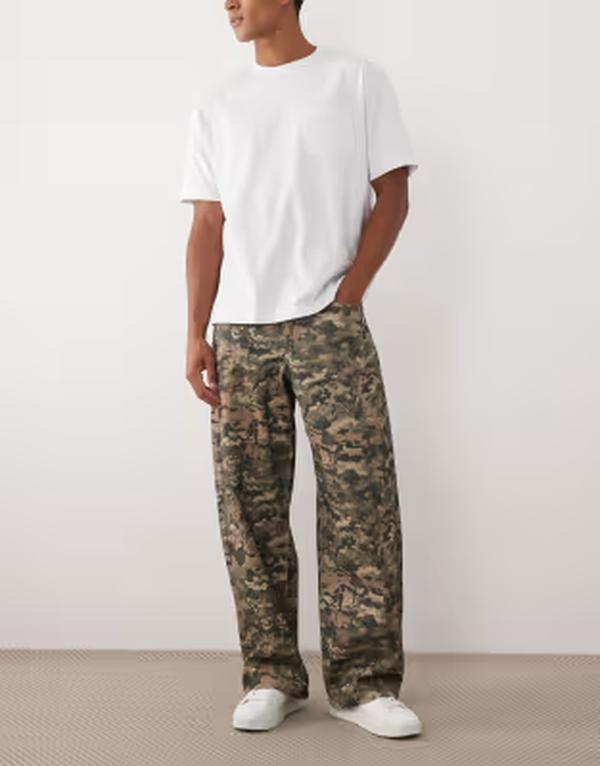 エイソス メンズ ボトムス カジュアルパンツ プリント  DESIGN baggy pants in camo print Camo print