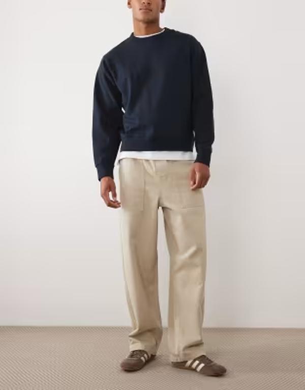エイソス メンズ ボトムス カジュアルパンツ ASOS DESIGN loose straight pants in stone with fatigue pocketsTONE ストーン