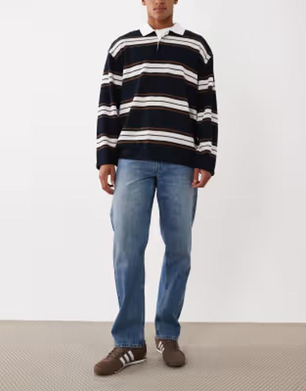 エイソス メンズ ボトムス デニムパンツ ストレート ジーンズ  DESIGN straight leg jeans in dark washedark washed blue ブルー