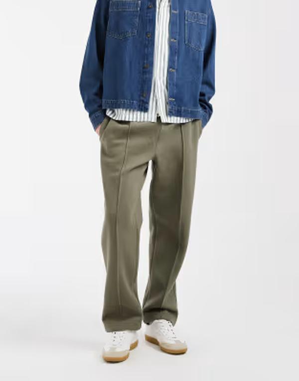 エイソス メンズ ボトムス カジュアルパンツ ストレート スウェットパンツ ASOS DESIGN straight leg pique sweatpants in olive green - part of a set GREEN グリーン