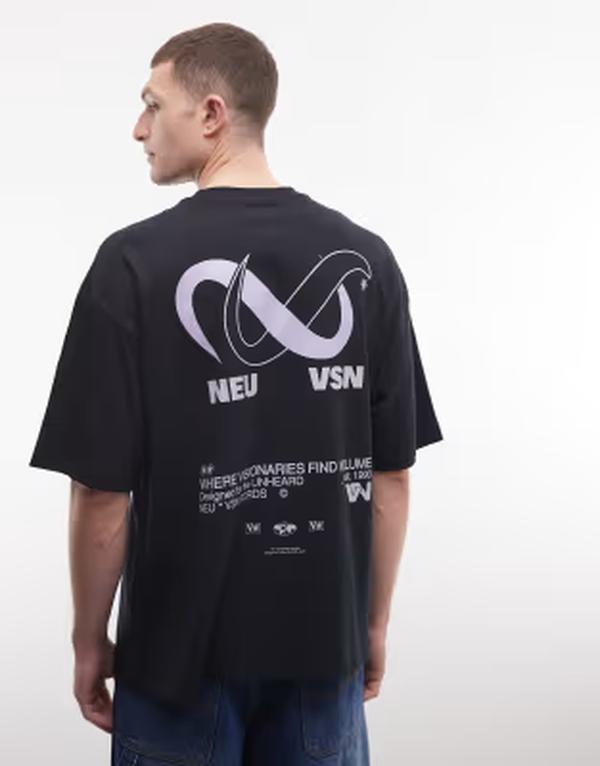 エイソス メンズ トップス Tシャツ グラフィック ASOS DESIGN oversized t-shirt with street graphic Black ブラック