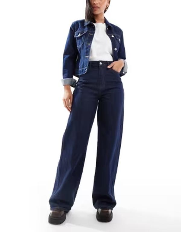 ピーシーズ レディース ボトムス デニムパンツ ワイドレッグ ジーンズ Pieceselma high waisted wide leg jeans in dark blue denim Dark blue ブルー｜ReVida 店