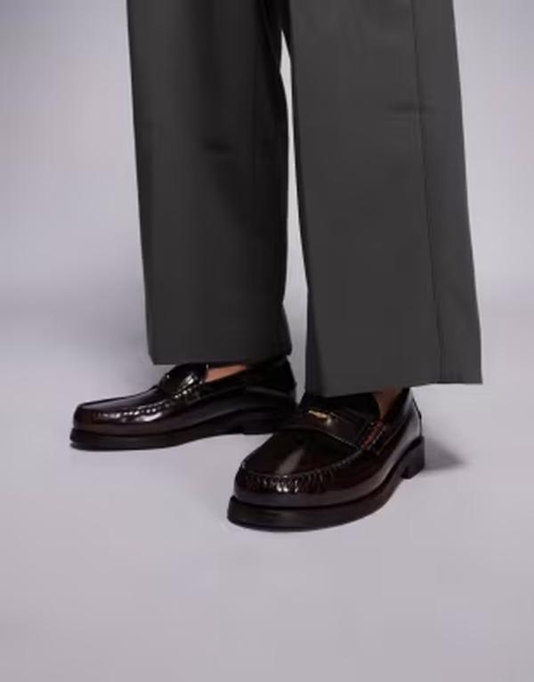 ウォーク英国の首都 メンズ シューズ スリッポン・ローファー なめし革 Walk London Dalston penny loafersmooth leather Brown 赤銅色 靴-ローファー-メンズ靴