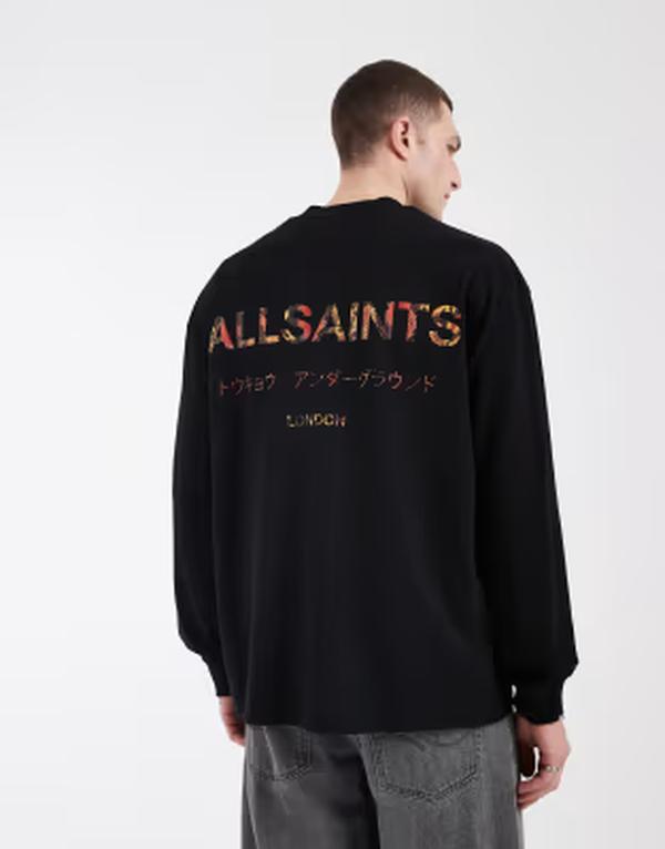 オールセインツ メンズ トップス Tシャツ プリント AllSaints Underground long sleeve t-shirt in snake print Multi マルチカラー|ReVida 店