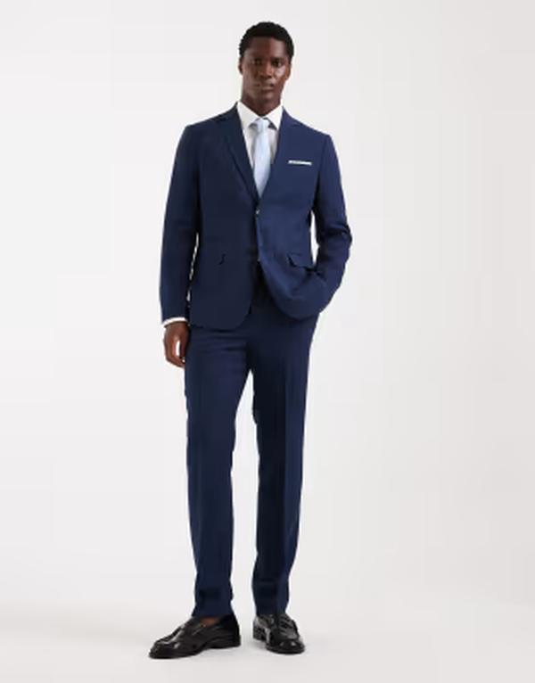 セレクティッド メンズ ボトムス カジュアルパンツ スリムフィット リネン Selected linen blend slim fit pants Dark Navy ネイビー
