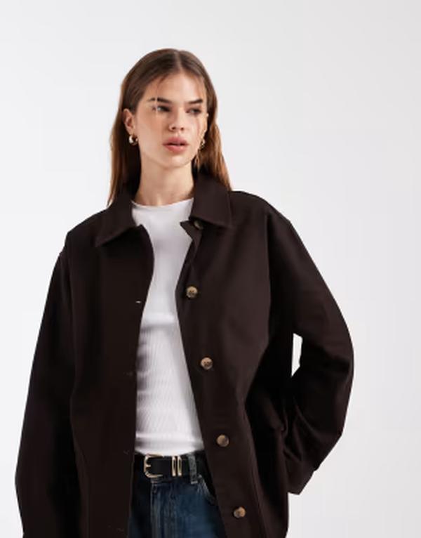 エイソス レディース アウター ジャケット・ブルゾン コットン ASOS DESIGN oversized cotton Harrington jacket in chocolate チョコレート