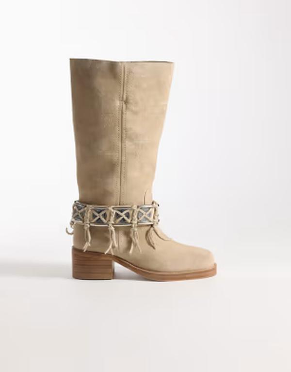 ブロンクス レディース シューズ ブーツ・レインブーツ スエード Bronx Ky-ley tassel detailing cowboy boots in oatmilk suede Oatmilk