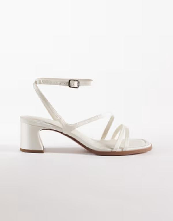 エイソス レディース シューズ サンダル ヒール ASOS DESIGN Wide Fit Honeybee mid height block heeled sandals IVORY アイボリー