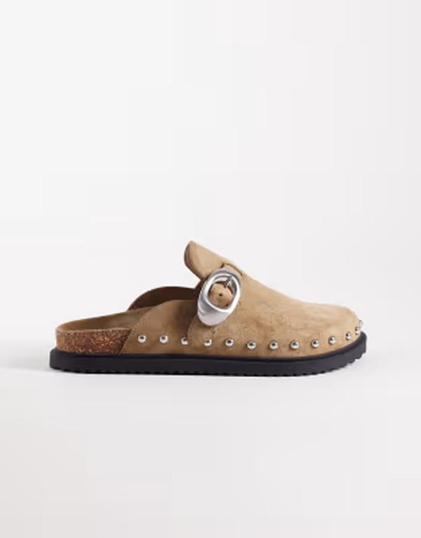 エイソス レディース シューズ サンダル スエード ASOS DESIGN Mellany studded footbed mules in sand suedette SAND SUEDETTE サンド