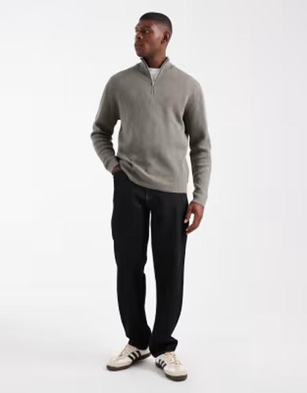 オンリーアンドサンズ メンズ アウター 編み物・スウェーター ハーフジップ ONLY \u0026 SONS half zip knit sweater インチ sage gray 薄墨色