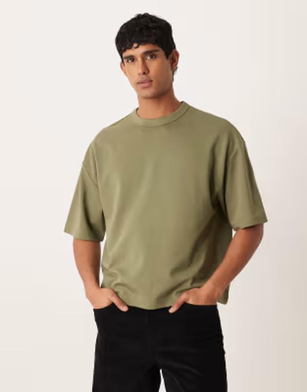 エイソス メンズ トップス Tシャツ コットン ASOS DESIGN breatheMAX heavyweight boxy oversized T-shirt cotton blendeep Lichen カーキ 8,954円