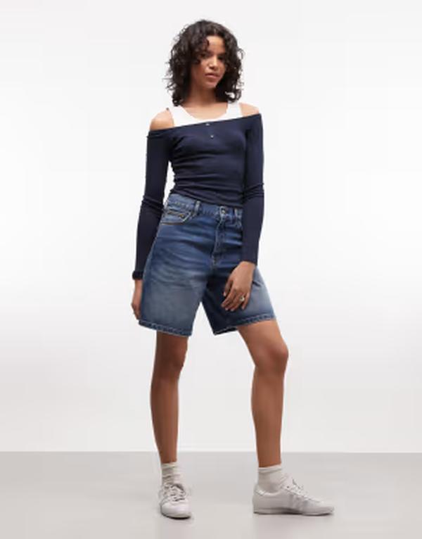 コルージョン レディース ボトムス ハーフパンツ・ショーツ COLLUSION loose jorts in mid wash Mid Wash|ReVida 店
