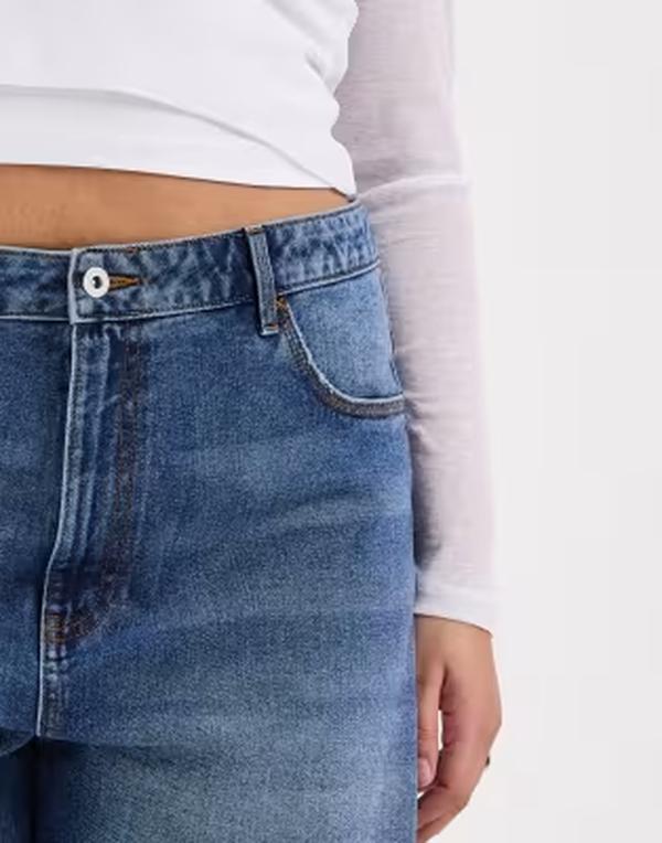 コルージョン レディース ボトムス ハーフパンツ・ショーツ プラスサイズ COLLUSION Plus loose jorts in mid wash Mid Wash|ReVida 店