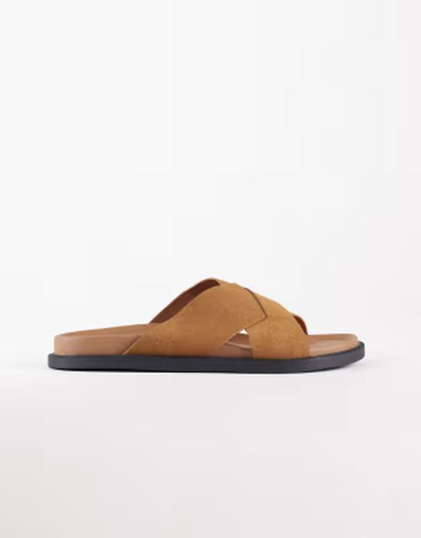 エイソス メンズ シューズ サンダル ASOS DESIGN cross over strap sandals in tan タン