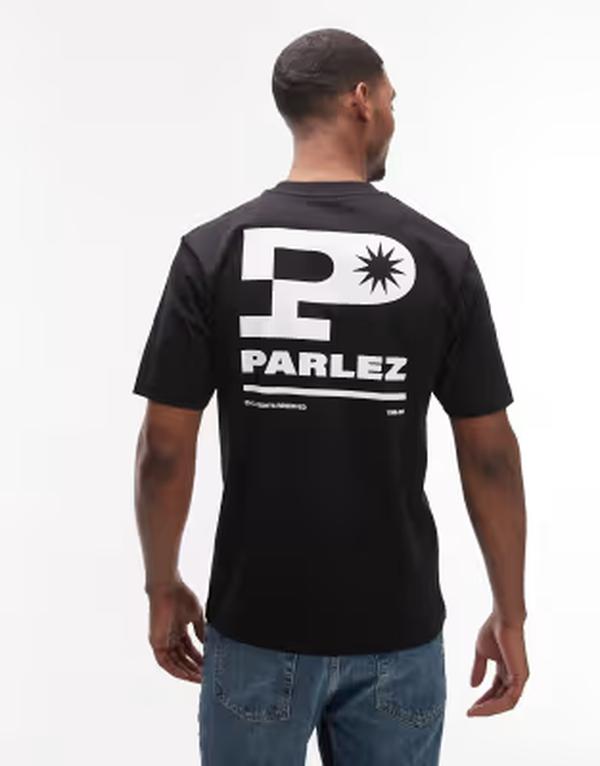 パルレ メンズ トップス Tシャツ プリント グラフィック Parlez complex t-shirt with back and chest print graphic Black ブラック