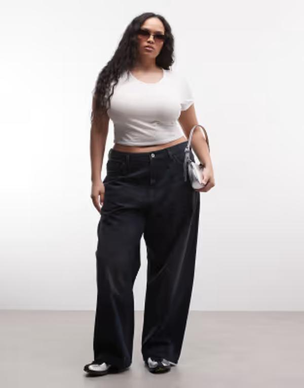 コルージョン レディース ボトムス デニムパンツ プラスサイズ ジーンズ COLLUSION Plus X001 antifit mid rise jeans in dark NAVY ネイビー
