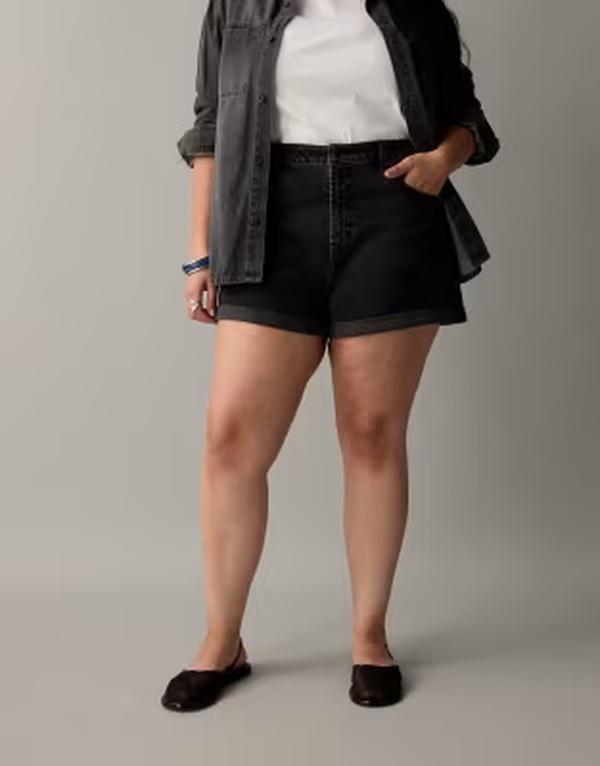 エイソス レディース ボトムス ハーフパンツ・ショーツ ショートパンツ デニム ASOS Curve ASOS DESIGN Curve denim comfort mom shorts Black ブラック