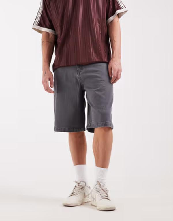 エイソス メンズ ボトムス 二分の一ズボン下・さる股引き ジーンズ ASOS DESIGN bermuda jorts denim Gray 薄墨色