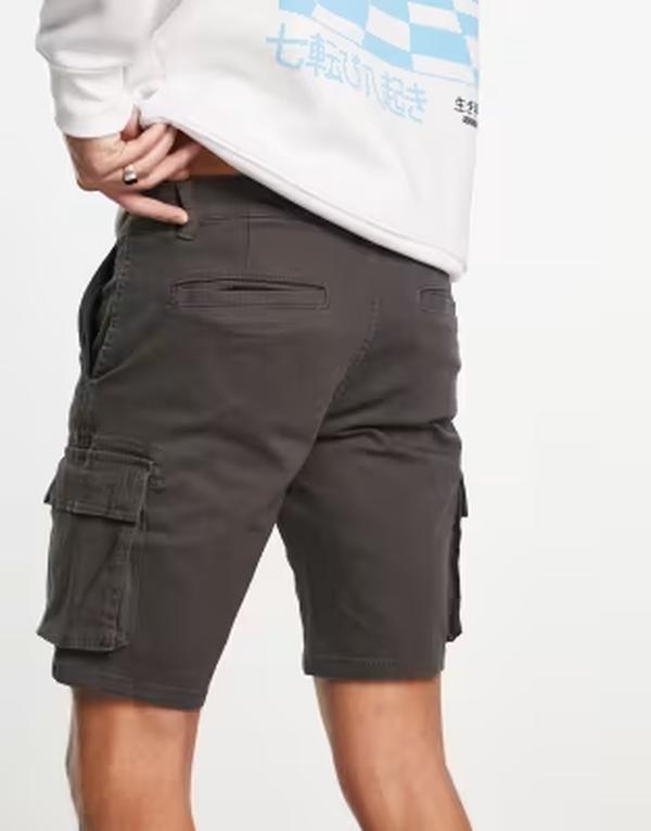 オンリーアンドサンズ メンズ ボトムス 二分の一ズボン下・さる股引き 遊撃手ズボン下 Only \u0026 Sons cargo shorts Gray pinstripe 薄墨色 ズボン・パンツ-メンズファッション