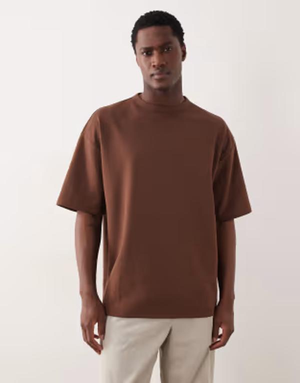 エイソス メンズ トップス Tシャツ コットン ASOS DESIGN breatheMAX heavyweight oversized T-shirt cotton blend Potting soil ブラウン