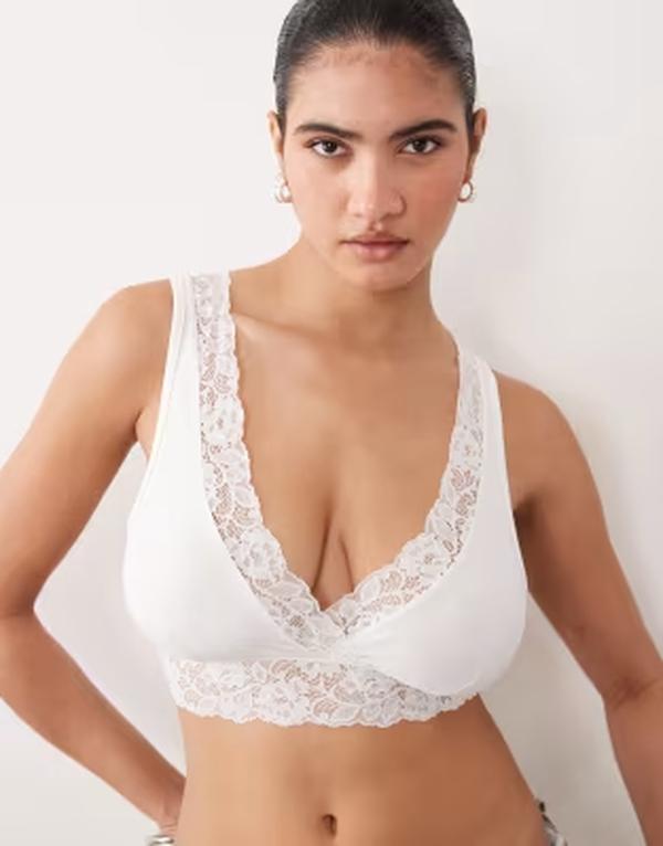 ママライシアス レディース アンダーウェア ブラジャー レース マタニティ Mama.licious Mamalicious Maternity soft lace nursing bralette Snowhite ホワイト