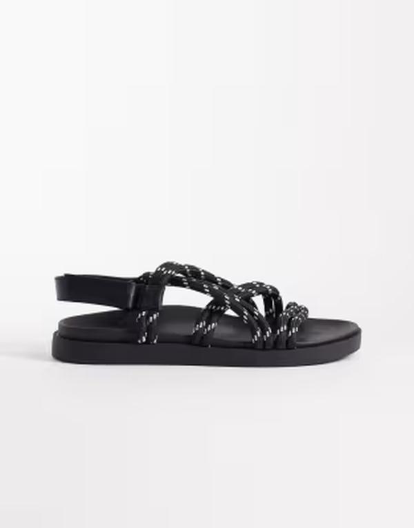 エイソス メンズ シューズ サンダル ASOS DESIGN crosstrap rope sandals Black ブラック｜ReVida 店