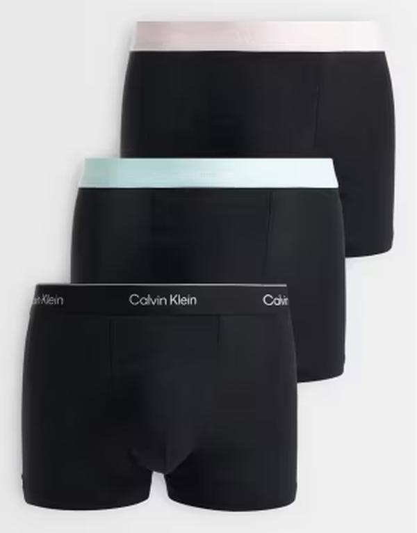 カルバンクライン メンズ アンダー御召しもの さる股引き 綿織物 Calvin Klein Icon Cotton Stretch 3 pack relaxed boxer briefs with colored waistbands BLACK W/ BLACK WB/BL 黒いこと