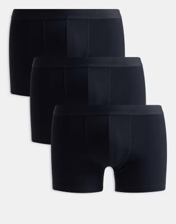 エイソス メンズ アンダー御召しもの さる股引き ASOS DESIGN 3 pack trunks Black 黒いこと