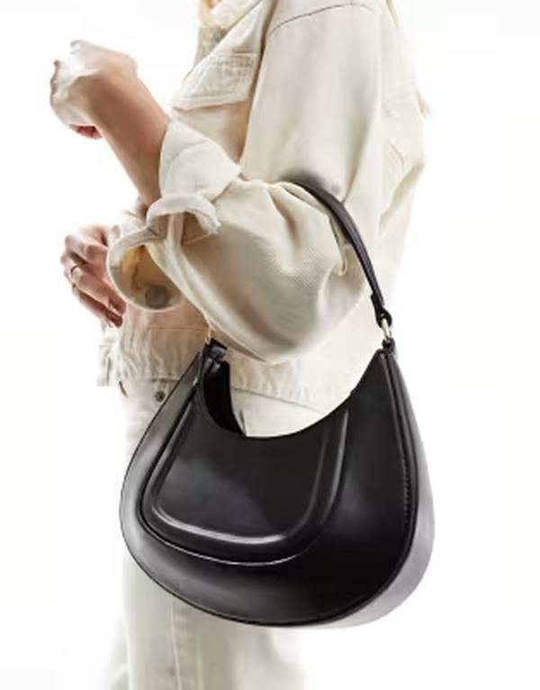 エイソス レディース バッグ ASOS DESIGN shoulder bag with debossed panelling Black ブラック