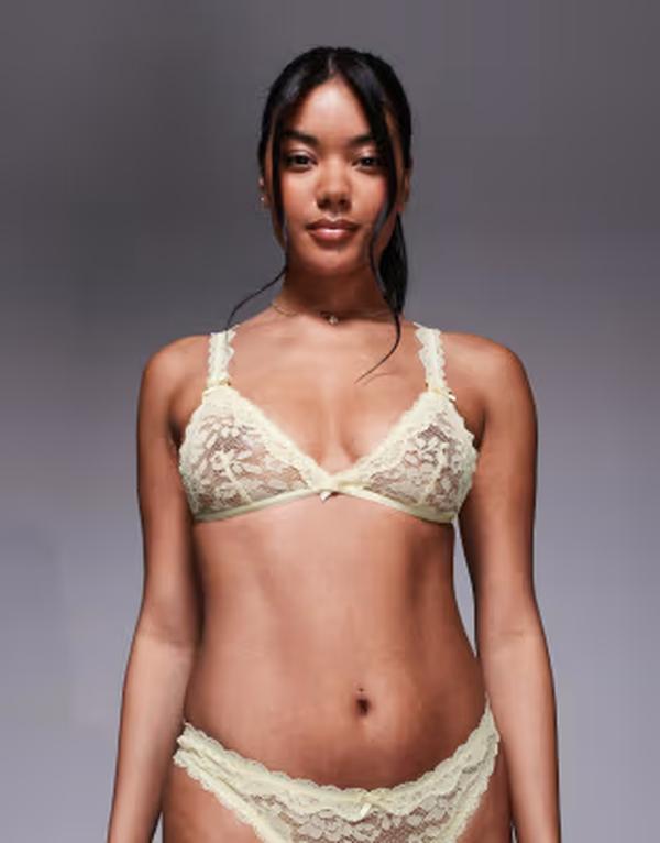 エイソス レディース アンダー御召しもの ブラ スピード競技刈り込み スピード競技 ASOS DESIGN Hazel all over lace softriangle bra with lace trim インチ buttermilk
