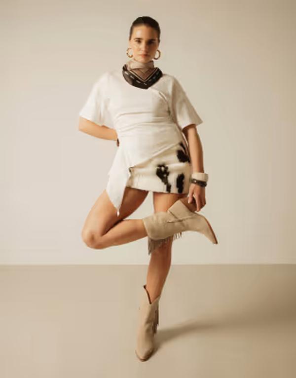 ブロンクス レディース シューズ ブーツ・レインブーツ スエード Bronx Jukeson tassel detailing cowboy boots in sand suede Sand サンド