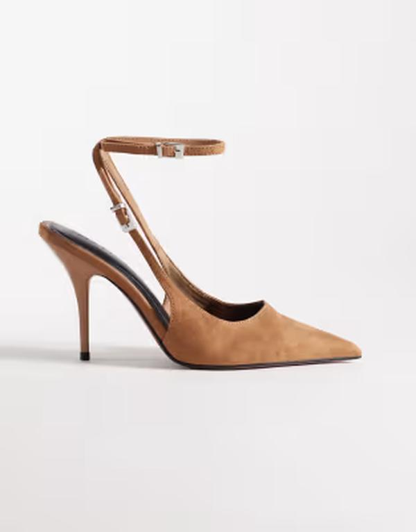 エイソス レディース シューズ 踵 スエードクロス ASOS DESIGN Promise slingback stiletto higheel shoes インチ sand suedette SAND SUEDETTE 砂子