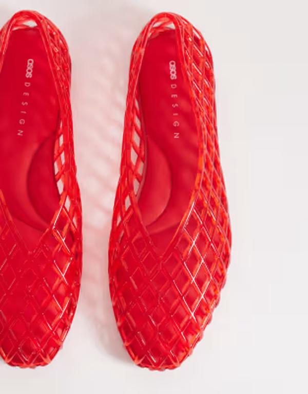 エイソス レディース シューズ パンプス ASOS DESIGN Luminous jelly caged ballet flats RED レッド