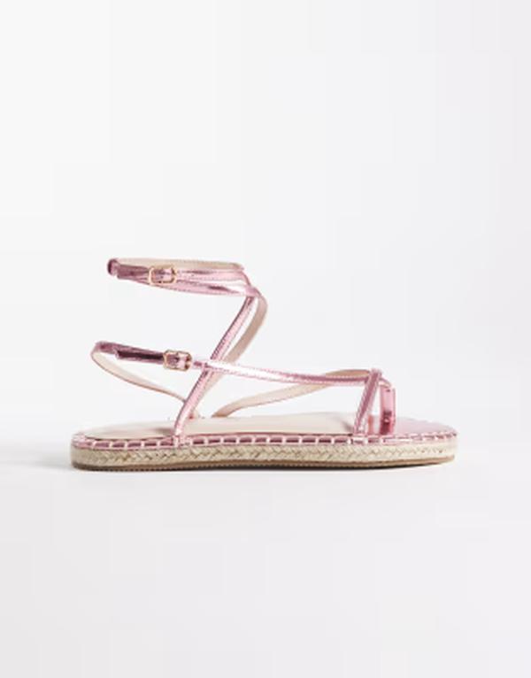 レイド レディース シューズ サンダル トール RAIDanita espadrille flat sandals metallic Pink Metallic ピンク