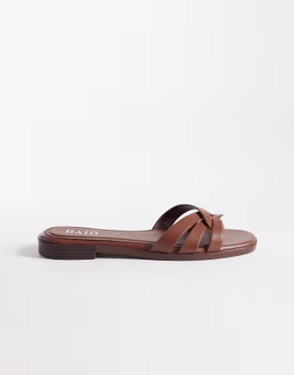 レイド レディース シューズ サンダル RAID Toffee flat slider sandals Brown pu ブラウン｜ReVida 店
