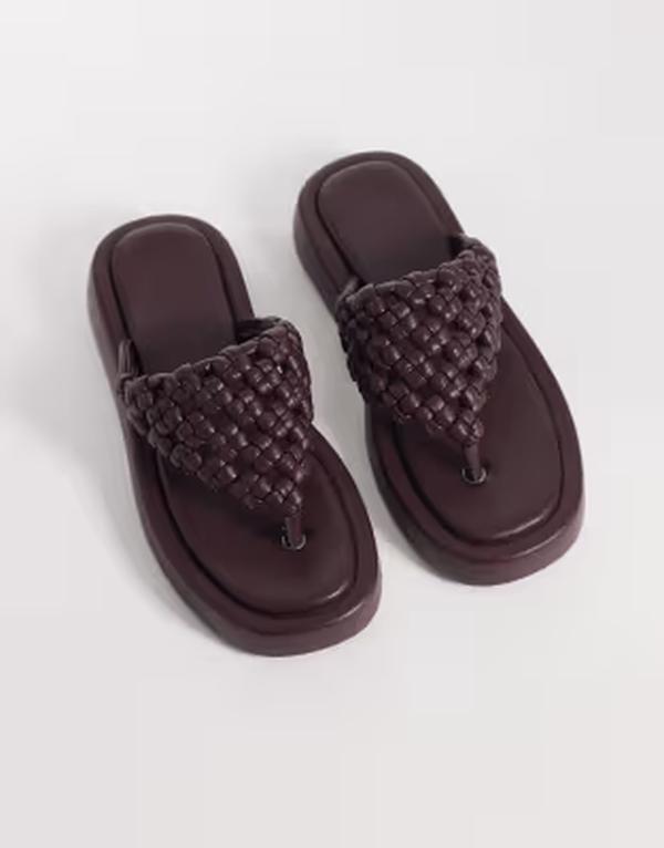 エイソス レディース シューズ サンダル ASOS DESIGN Frederick open weave flatform sandals Burgundy バーガンディ