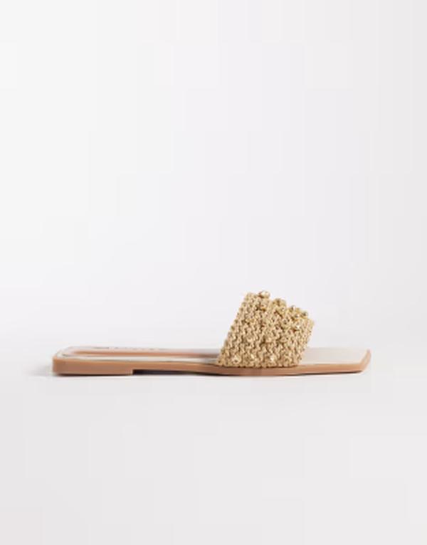エイソス レディース シューズ サンダル ASOS DESIGN Frida beaded flat sandals inatural raffia Natural raffia