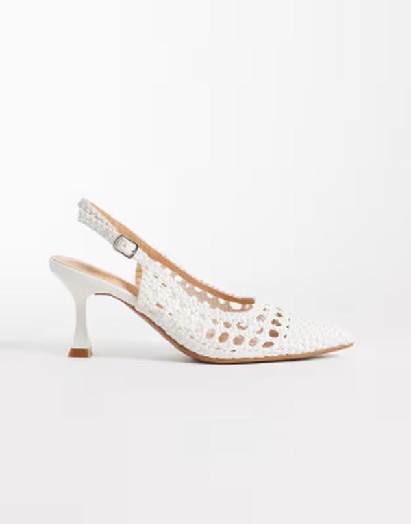 グラマラス レディース シューズ ヒール Glamorouslingback woven heeled shoes WHITE ホワイト