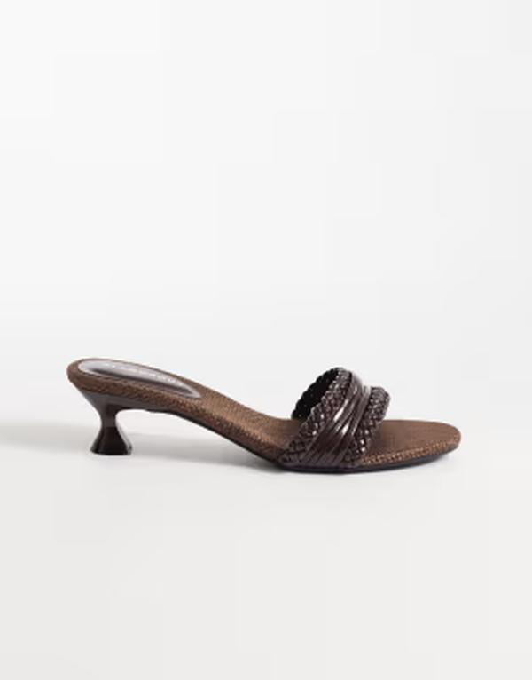 グラマラス レディース シューズ サンダル ヒール Glamorous kitten heeled woven sandals BROWN ブラウン