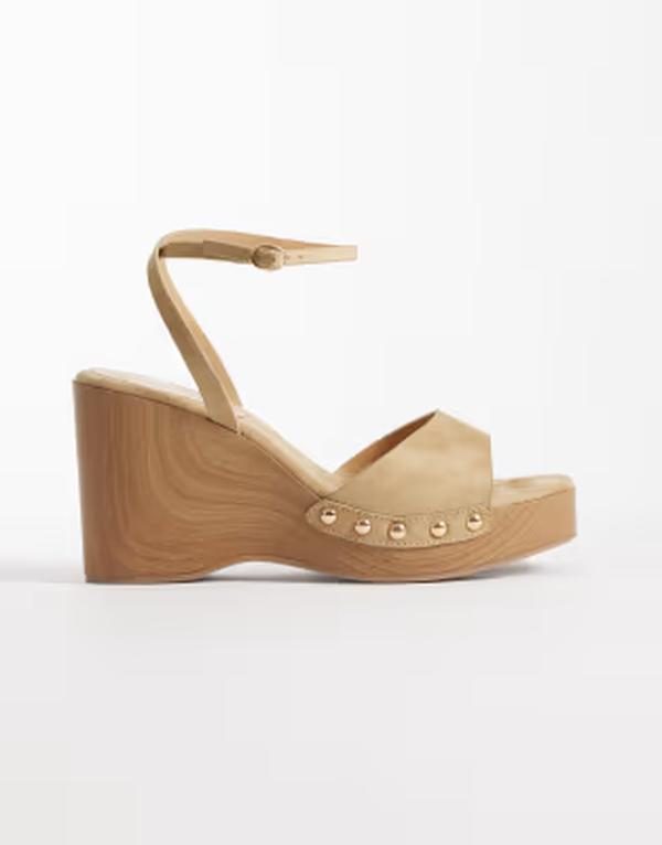 エイソス レディース シューズ サンダル スエードクロス ASOS DESIGN Thea wood effect wedges インチ sand suedette SAND SUEDETTE 真砂